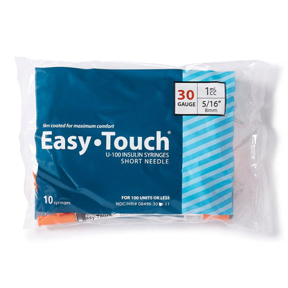 EasyTouch™ Insulin Syringe with Needle, 30 Gauge, 5/16 Inch Needle Length