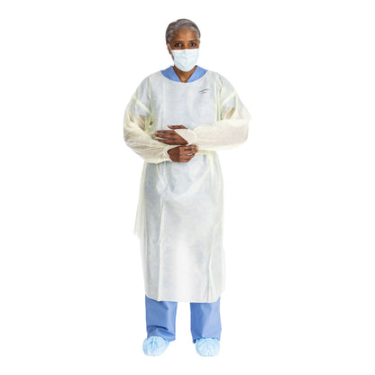 Halyard Basics Protective Procedure Gown Large Yellow NonSterile AAMI Level 2 Disposable