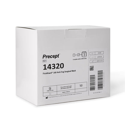 Precept FluidGard 160 Surgical Mask Anti-fog Foam ASTM Level 3 Tie Closure One Size Fits Most