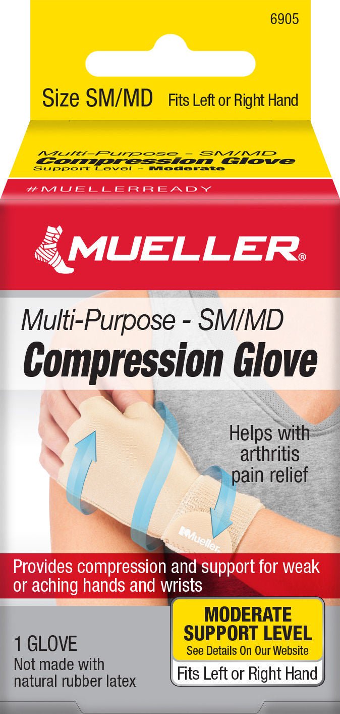 Mueller® Compression & Support Gloves Nylon / Polyester / Spandex Compression Gloves, Beige - view 4