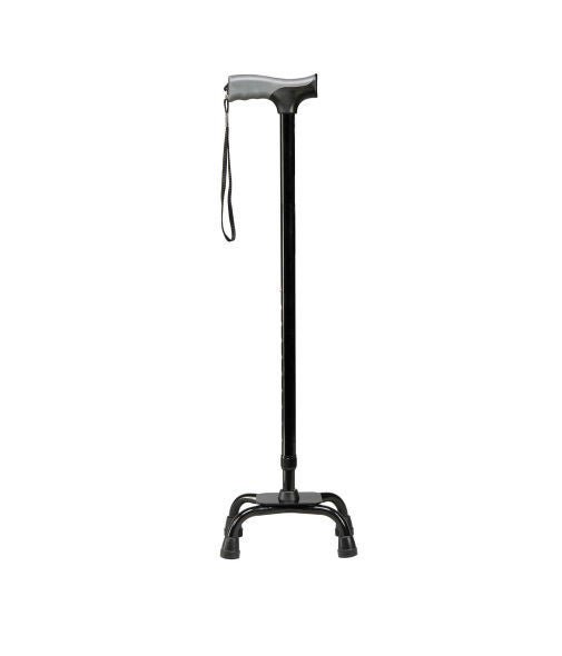 Soft Grip Small Base Quad Cane Aluminum 31 to 40 Inch Height Black