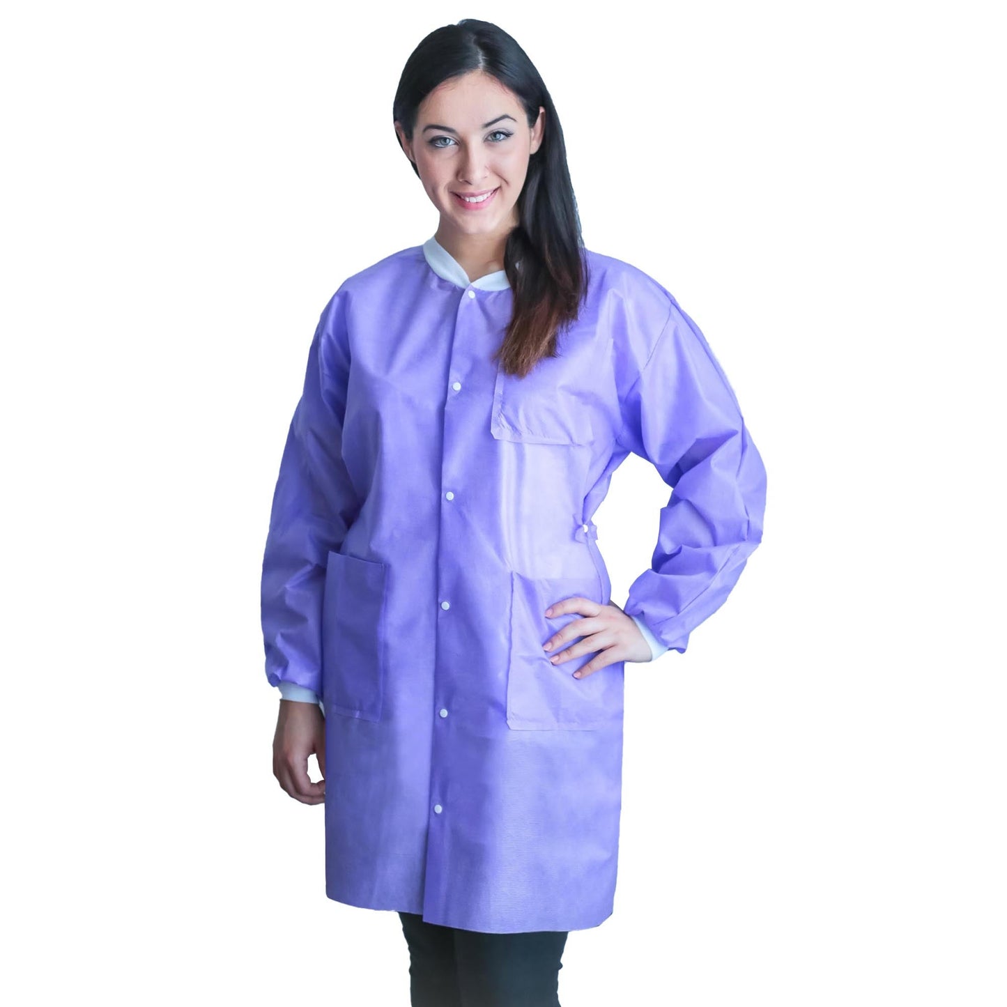 FitMe Lab Coat Purple Small Knee Length 3-Layer SMS Disposable