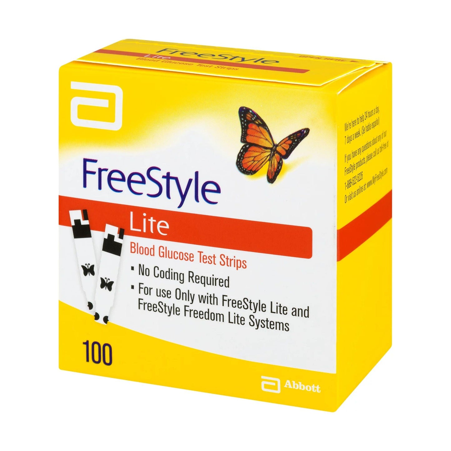 FreeStyle Lite Blood Glucose Test Strips 100 Strips For Freestyle Lite Monitor System