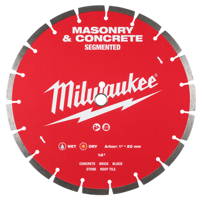 Milwaukee 14" Segmented Masonry & Concrete Diamond Blade 49-93-9314 | Diamond Coated