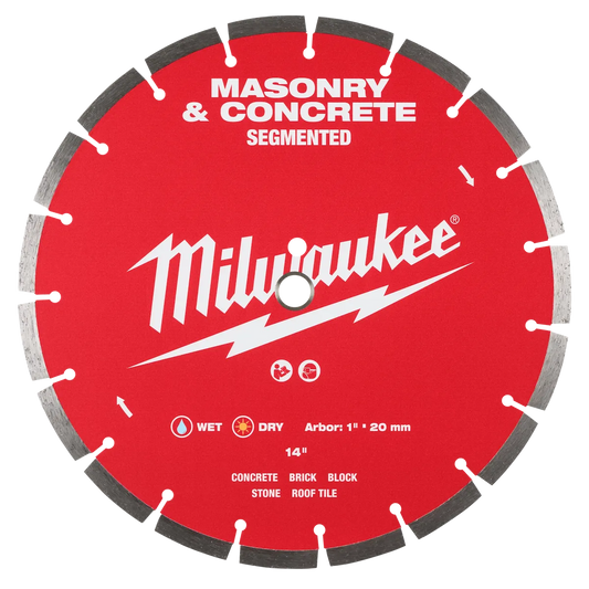 Milwaukee 14" Segmented Masonry & Concrete Diamond Blade 49-93-9314 | Diamond Coated