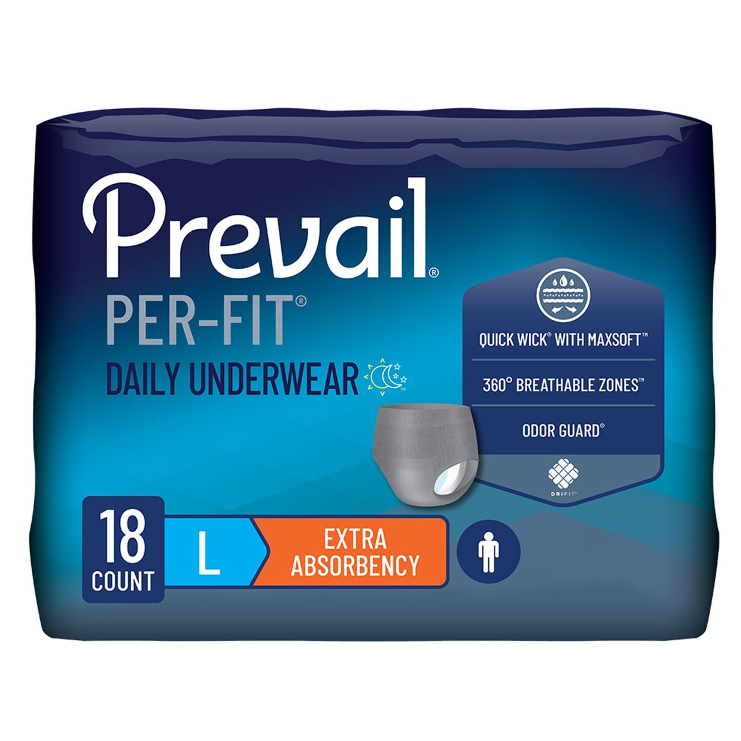 Prevail® Per-Fit® Men Adult Moderate Absorbent Underwear, White