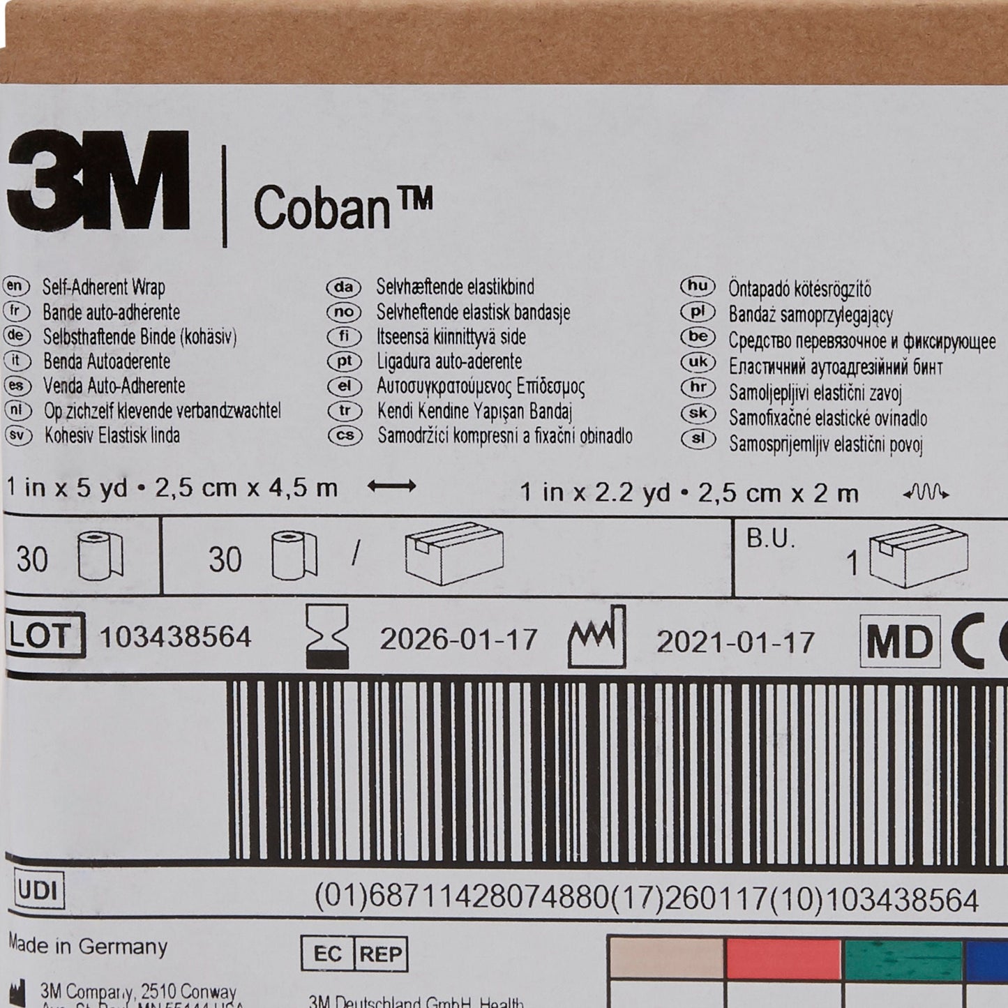3M™ Coban™ Self-adherent Closure Cohesive Bandage, Blue