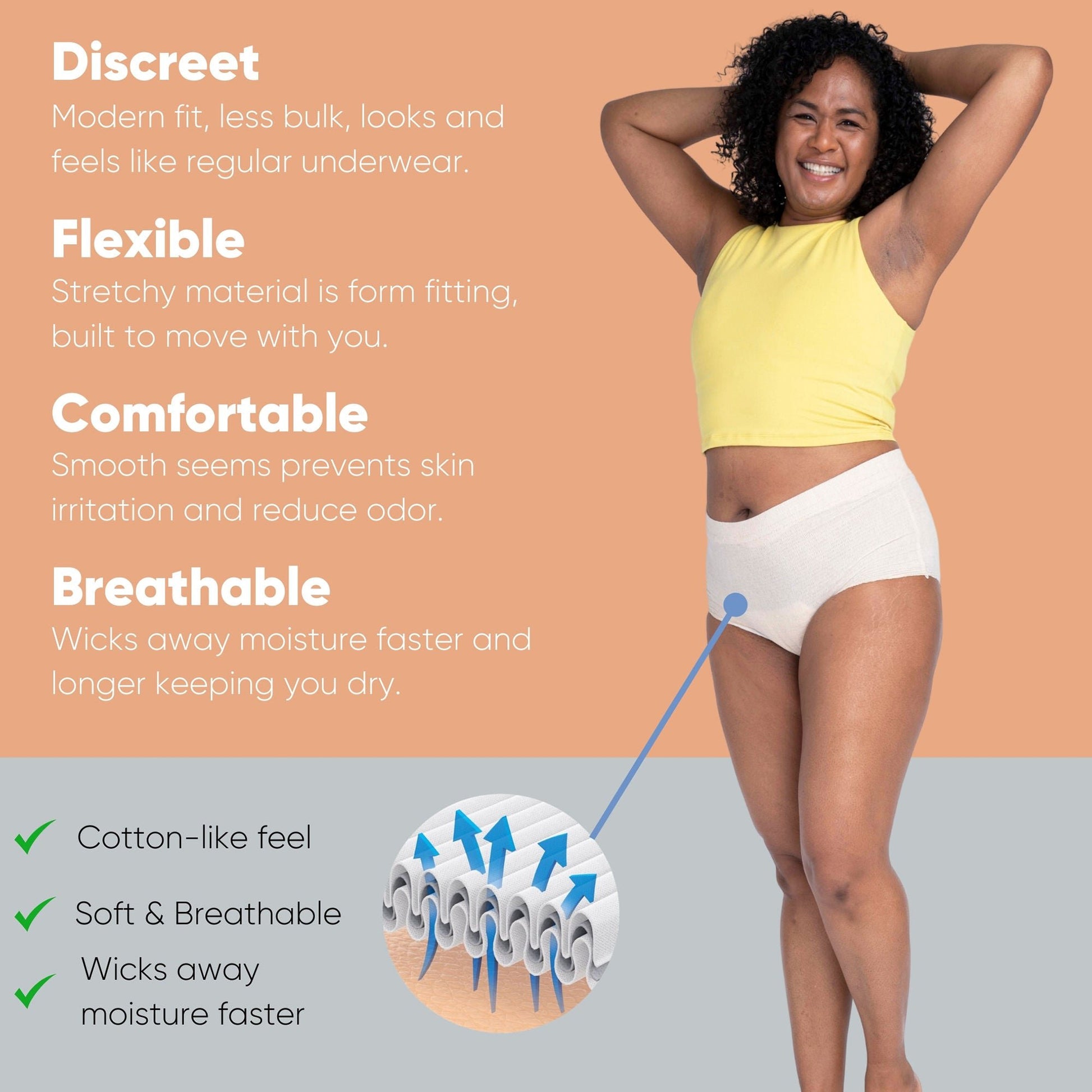 Nexwear Women's Pull-On Absorbent Underwear, Tan