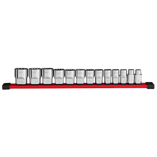 Milwaukee 13pc 1/2” Drive 12-Point SAE Socket Set 48-22-9422 | Chrome Vanadium Steel