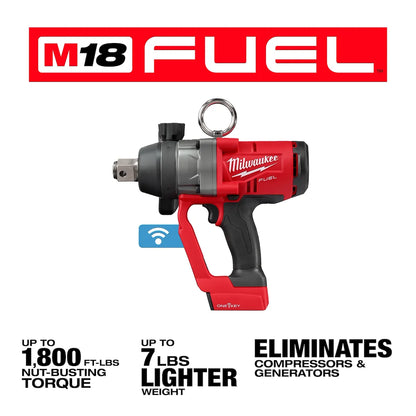 Milwaukee M18 FUEL 1" High Torque Impact Wrench w/ ONE-KEY 2867-20 | M18 Battery, POWERSTATE Brushless