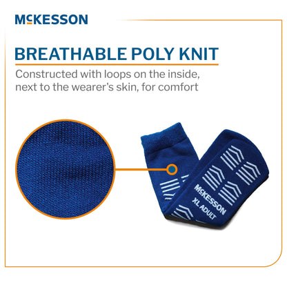 McKesson Slipper Socks, Single Tread, Extra Large, Dark Blue