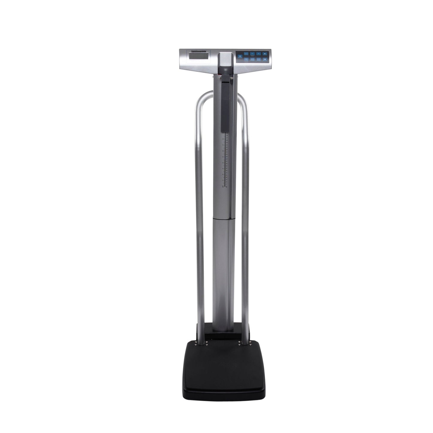 Health O Meter Physician Scale with Height Rod Digital Display 660 lbs. / 300 kg Capacity Chrome / Gray Battery Operated