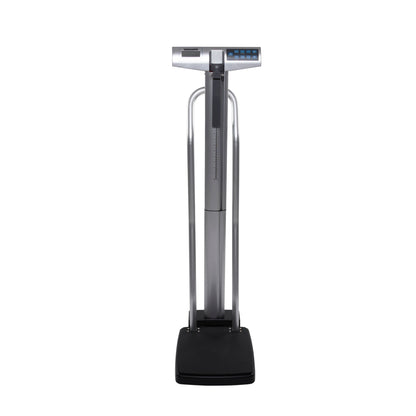 Health O Meter Physician Scale with Height Rod Digital Display 660 lbs. / 300 kg Capacity Chrome / Gray Battery Operated