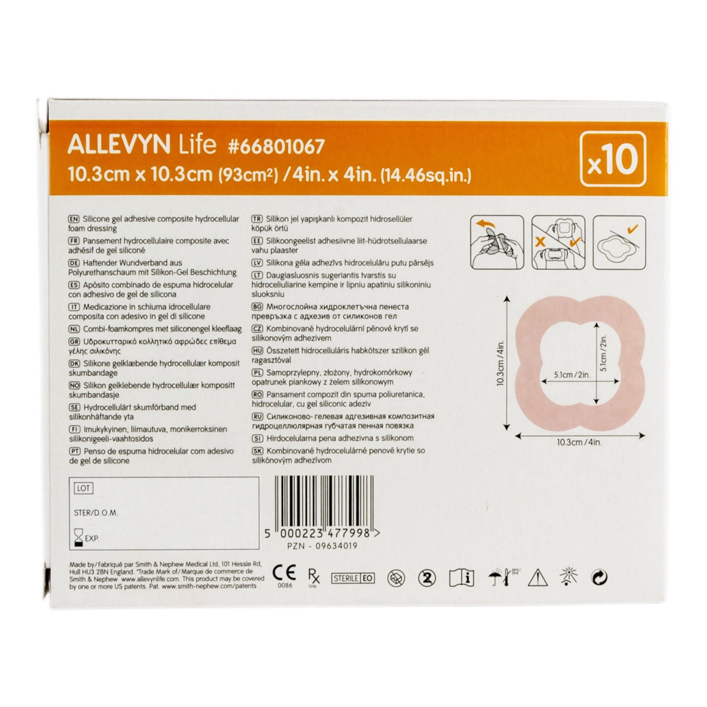 Allevyn Life Silicone Adhesive with Border Silicone Foam Dressing