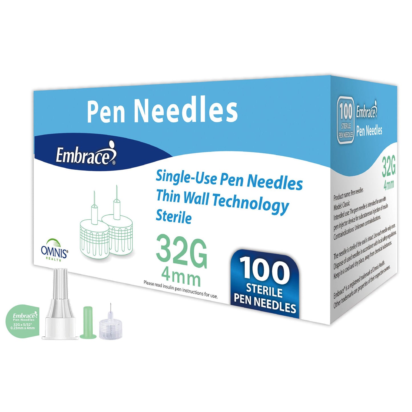 Embrace Safety Insulin Pen Needle 4 mm Length