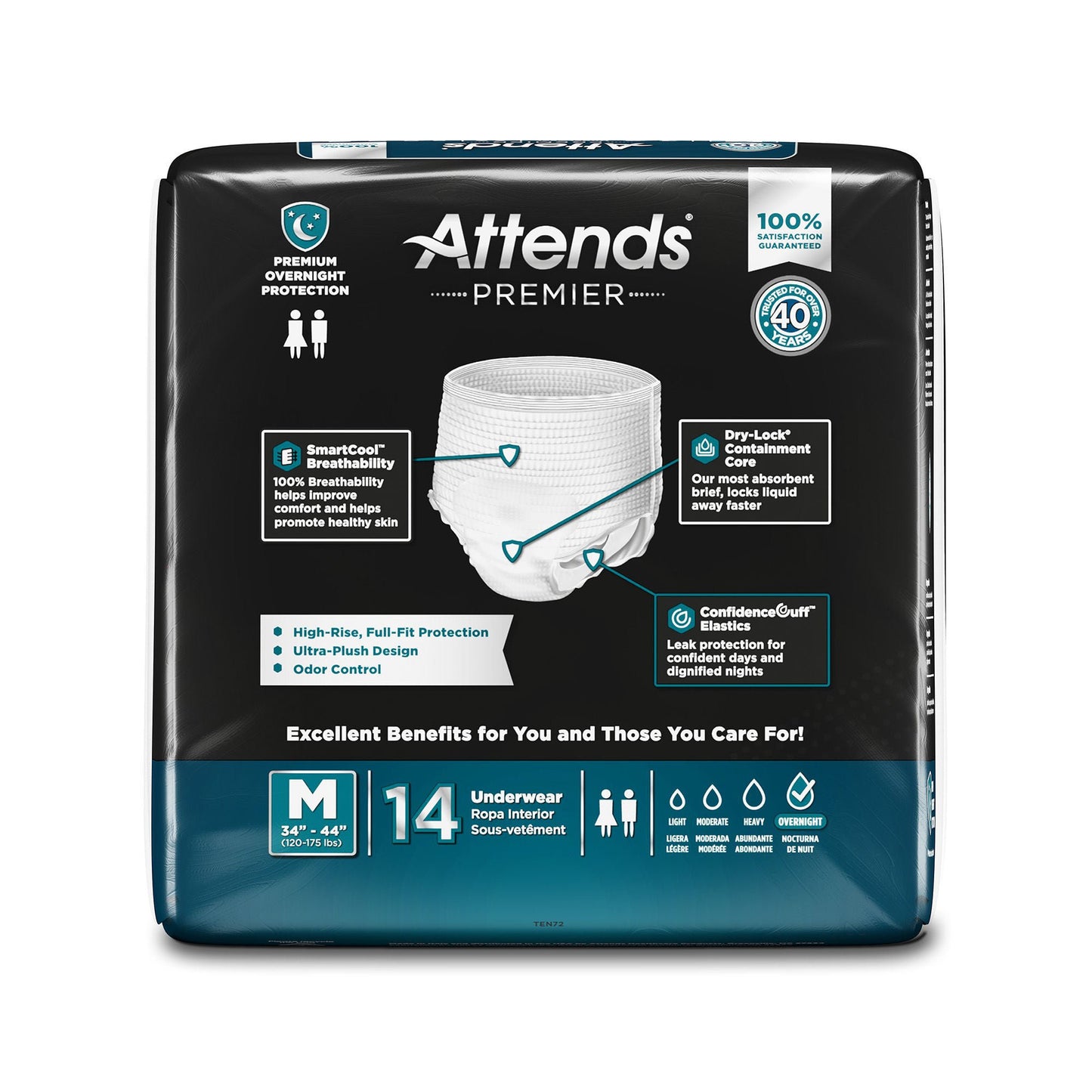 Attends® Premier Underwear, Heavy Absorbency, 34 to 44 Inch Waist/Hip