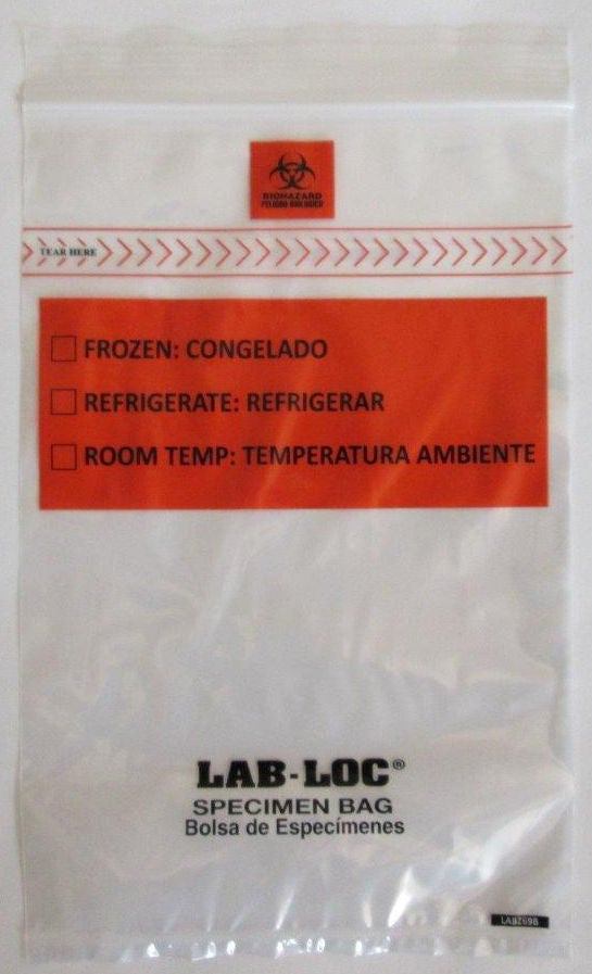 Lab-Loc® Specimen Transport Bag with Document Pouch, Zip Closure