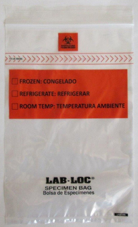 Lab-Loc® Specimen Transport Bag with Document Pouch, Zip Closure