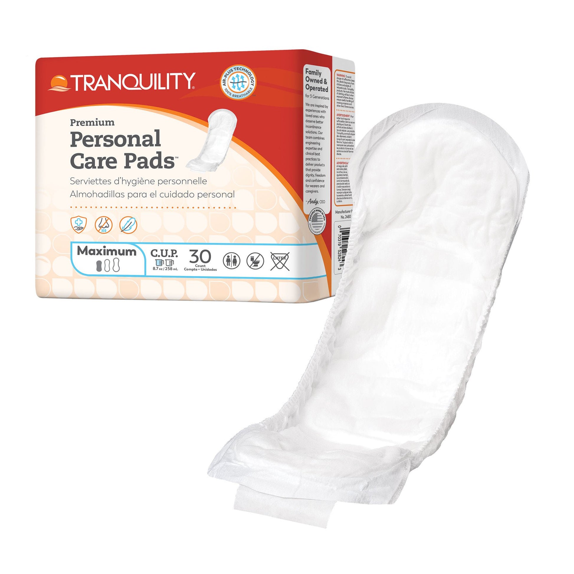 Tranquility Premium Maximum Bladder Control Pad 12 Inch Length Heavy Absorbency Super Absorbent Core