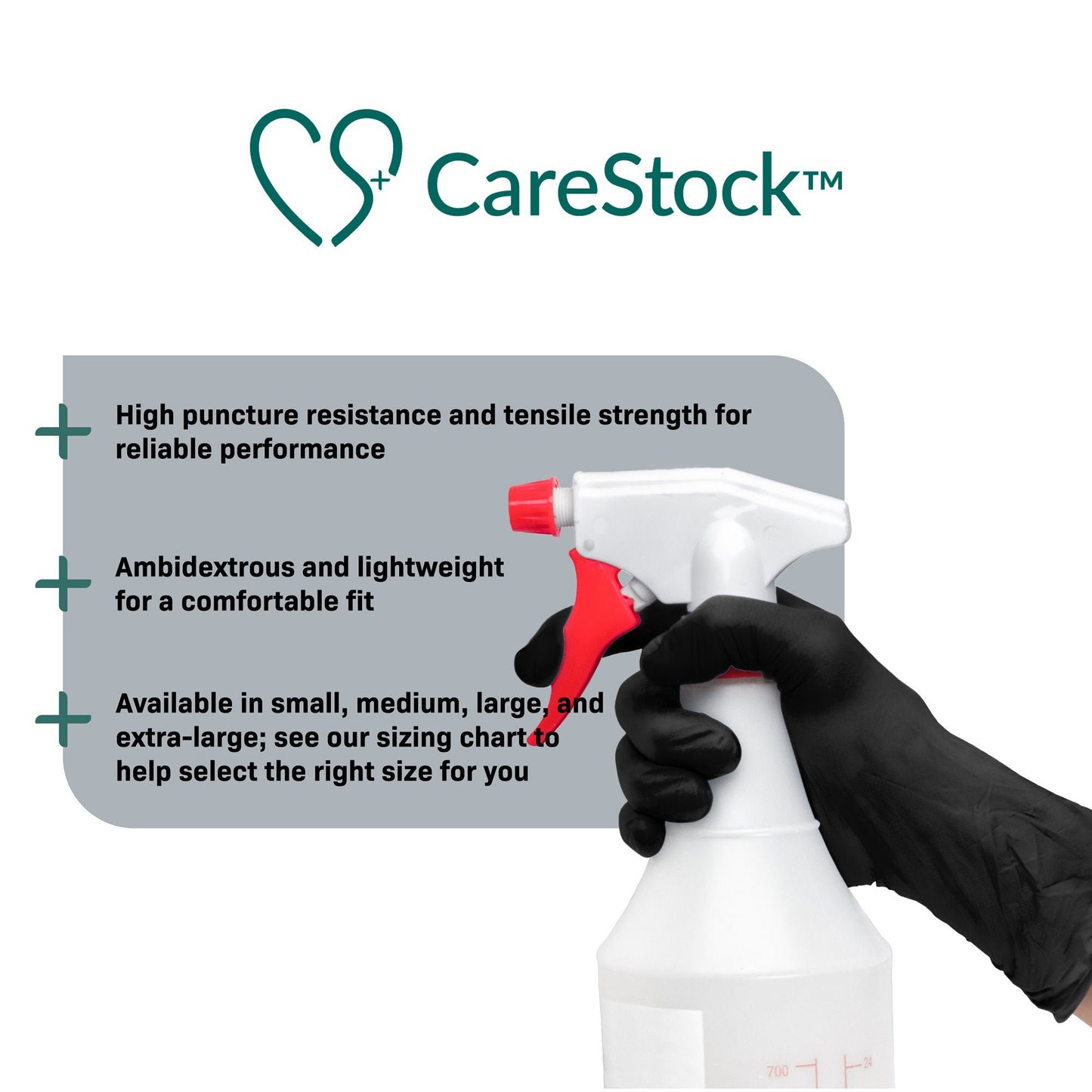 CareStock™ Nitrile Exam Gloves, Black - view 2