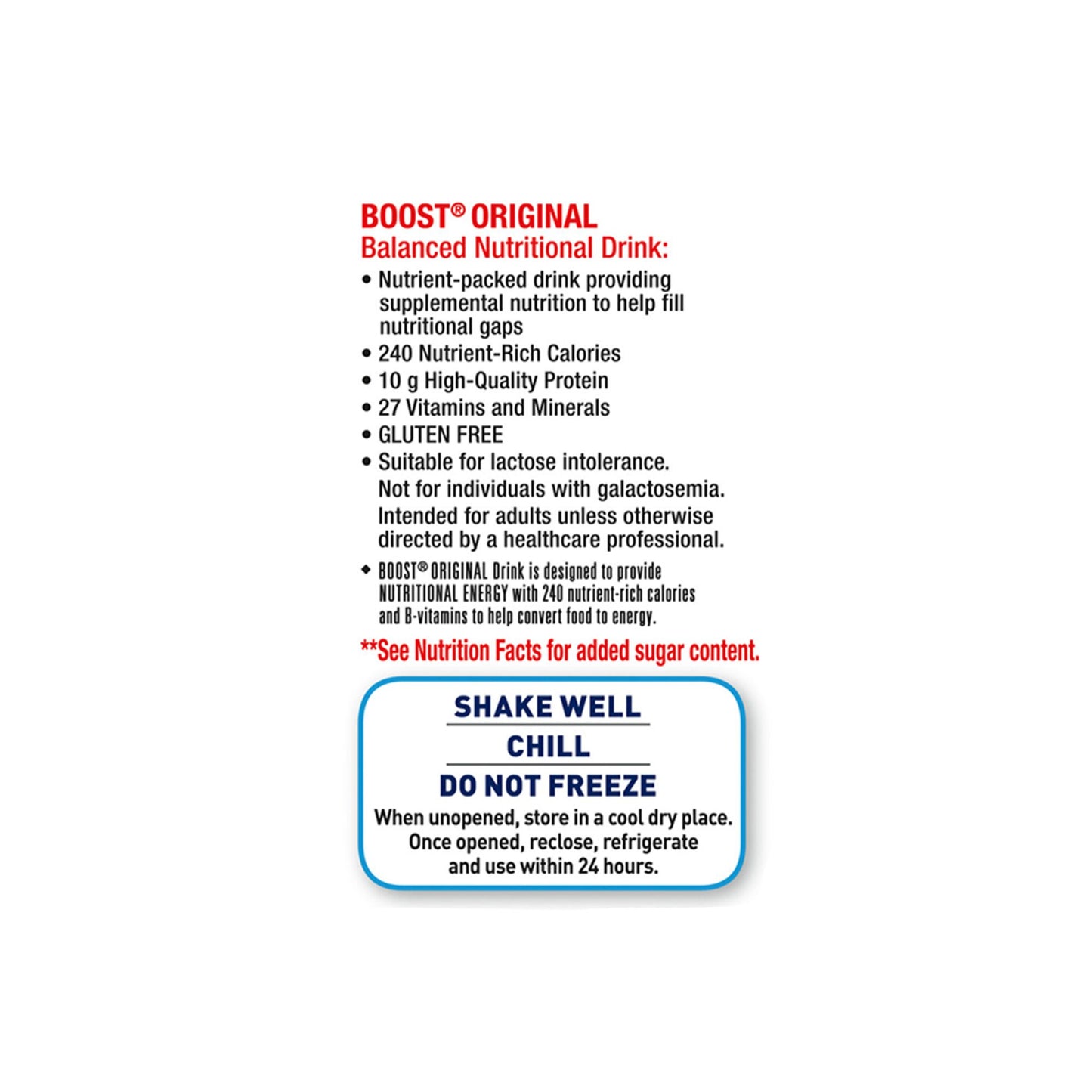 Boost® Original Chocolate Balanced Nutritional Drink, Carton