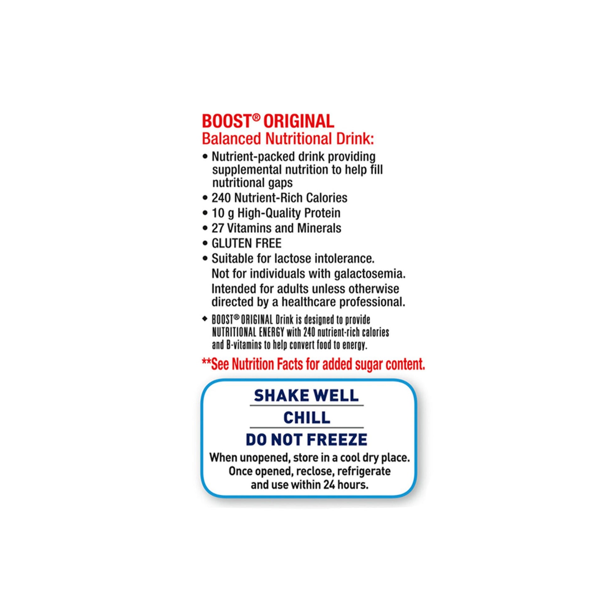 Boost® Original Chocolate Balanced Nutritional Drink, Carton