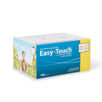 EasyTouch™ Insulin Syringe with Needle, 31 Gauge, 5/16 Inch Needle Length