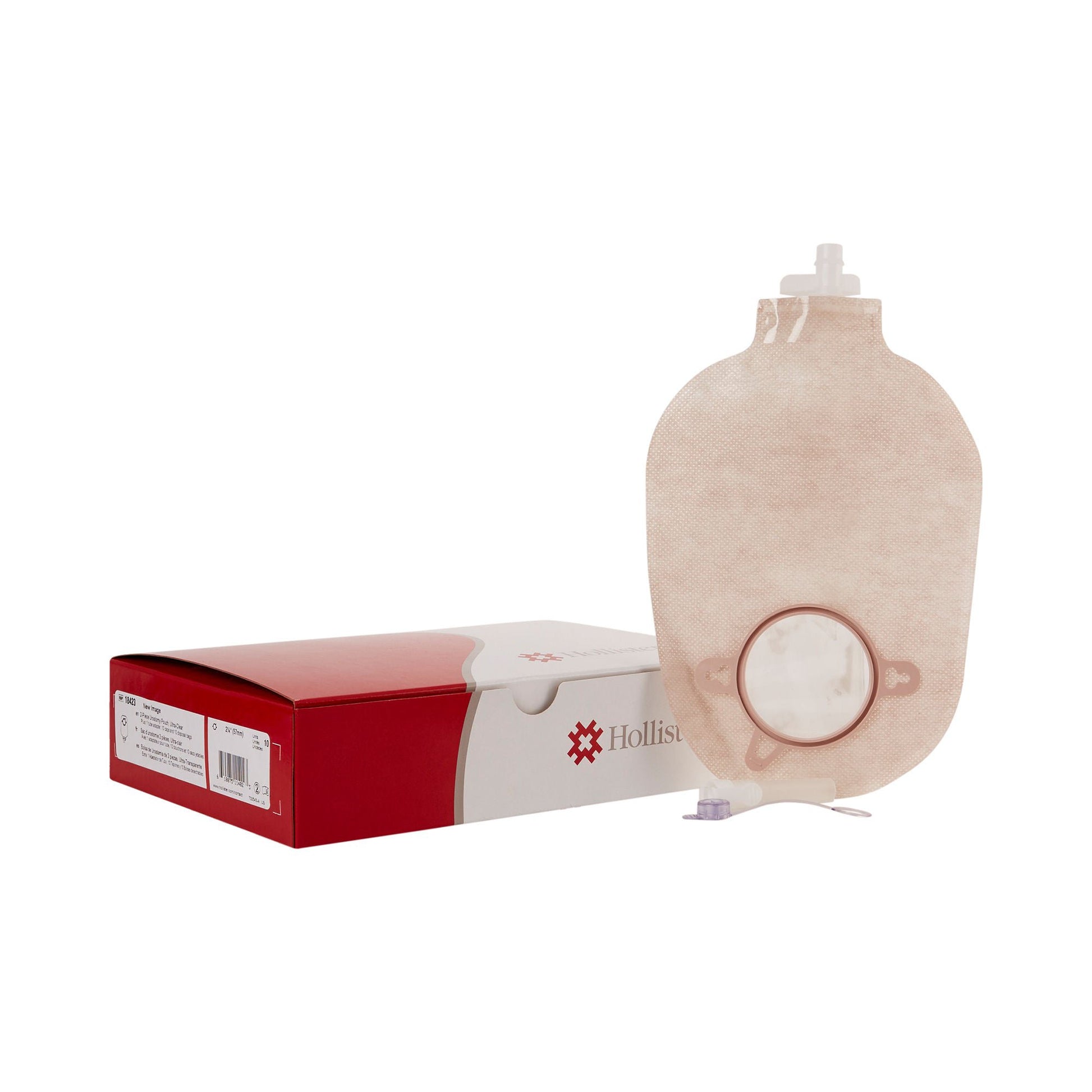 New Image™ Two-Piece Ultra-Clear Urostomy Pouch, Flange, Red Match