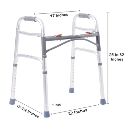 McKesson Junior Aluminum Folding Walker, 25 – 32 Inch Height