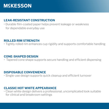McKesson Paper Cone Drinking Cups, White, Capacity