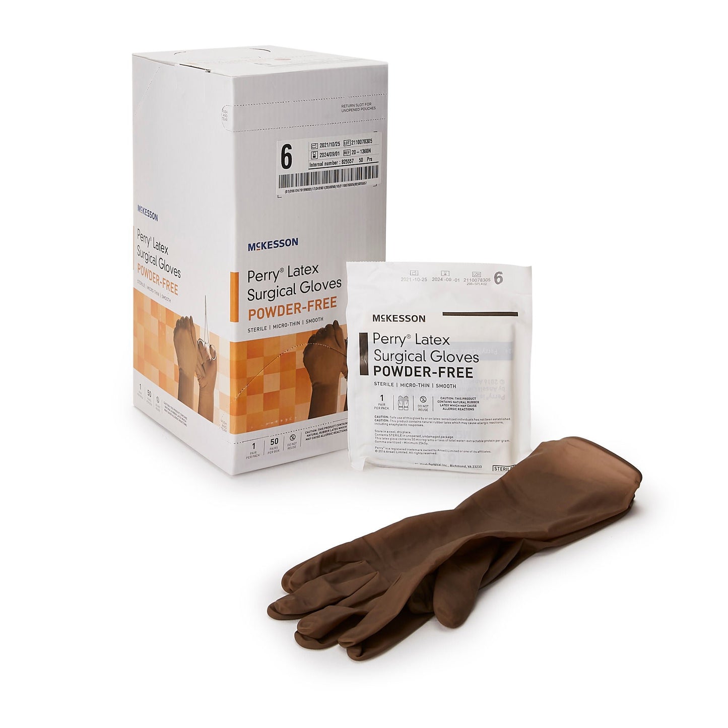 Sterile McKesson Perry® Latex Surgical Gloves, Brown