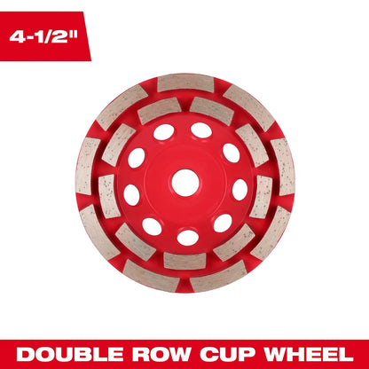 Milwaukee 4-1/2" DIAMOND MAX Double Row Diamond Cup Wheel 49-93-7754 | Diamond Coated