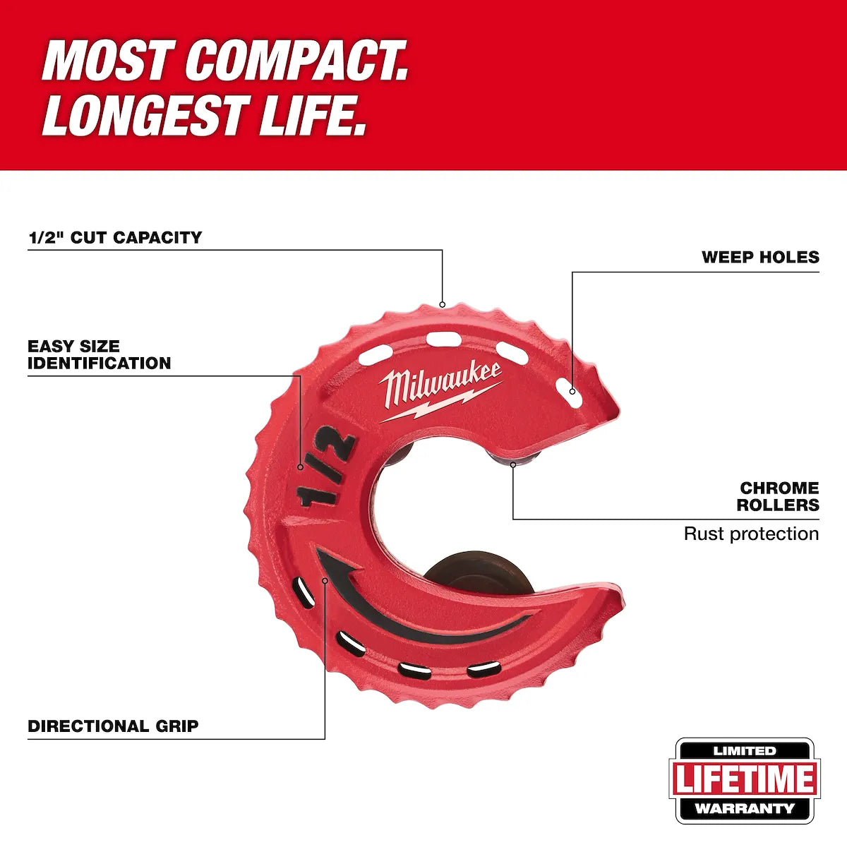 Milwaukee 1/2" Close Quarters Tubing Cutter 48-22-4260 | Not Applicable Battery, Aluminum