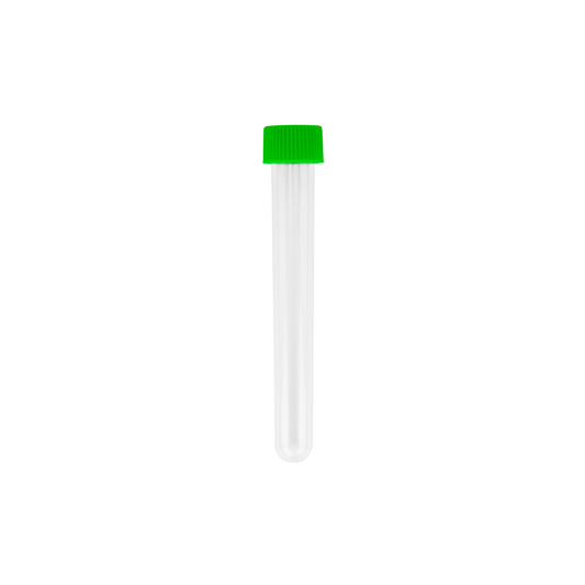 Caplugs Evergreen 214-2068-G50 8.0 mL Round Bottom Test Tube with Green Screw Cap 13 × 100 mm, 1000/Bag, MADE IN USA