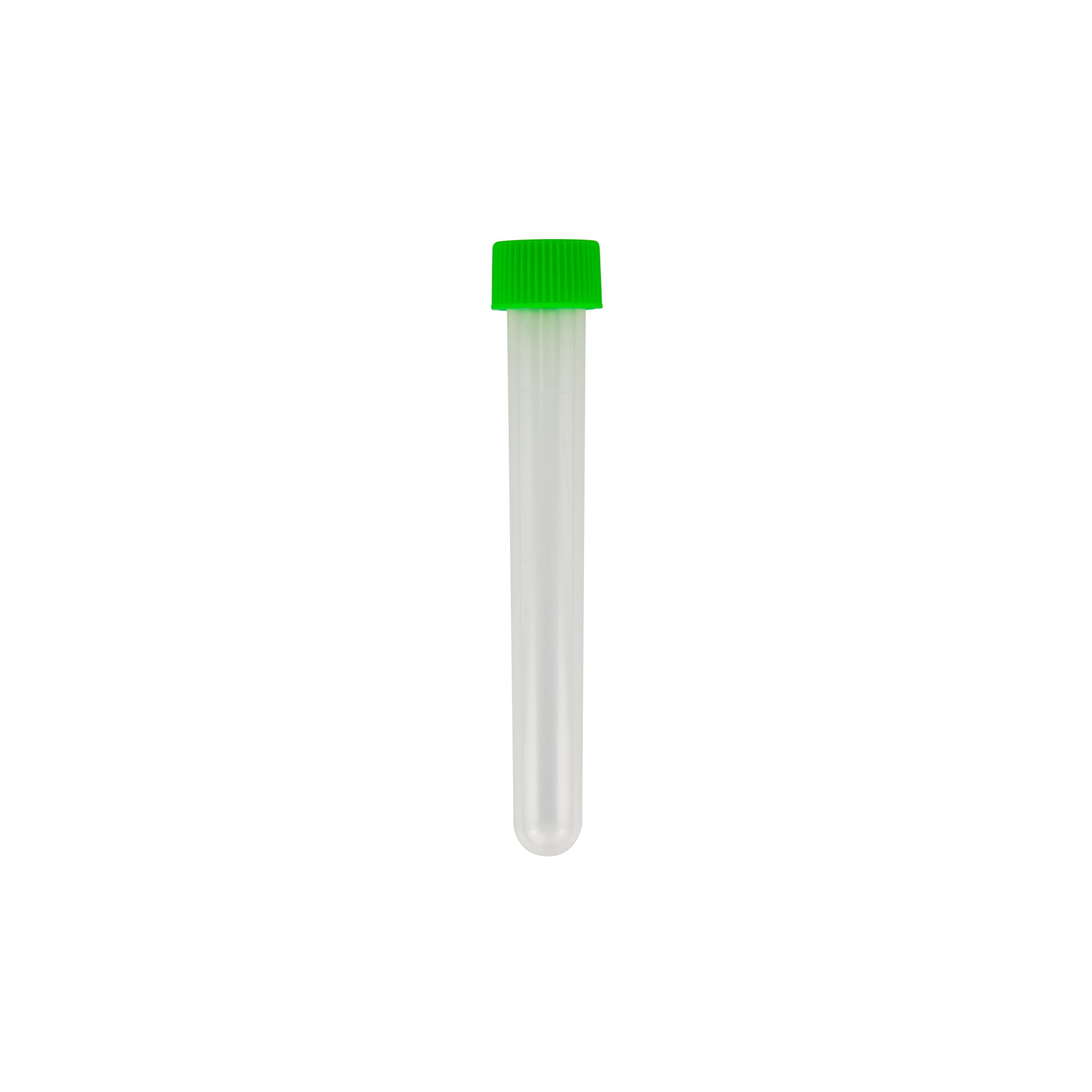 Caplugs Evergreen 214-2079-G60 8.0 mL Round Bottom Test Tube with Green Screw Cap 13 × 100 mm, PP, 1000/Bag, MADE IN USA