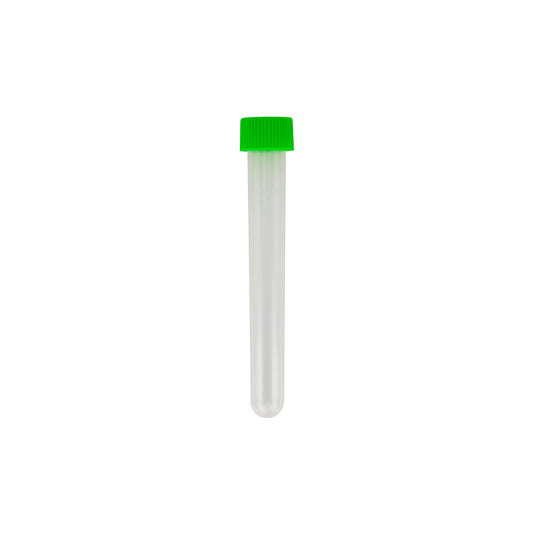 Caplugs Evergreen 214-2079-G60 8.0 mL Round Bottom Test Tube with Green Screw Cap 13 × 100 mm, PP, 1000/Bag, MADE IN USA
