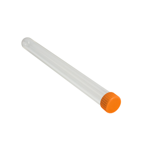 Caplugs Evergreen 214-2099-E50 21 mL Round Bottom Test Tube with Orange Screw Cap, 16x150 mm, PS Natural, 1000/Bag, MADE IN USA