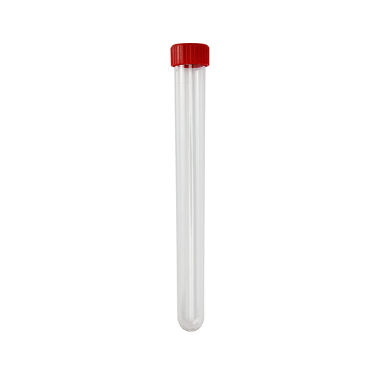 Caplugs Evergreen 214-2099-R50 21 mL Round Bottom Test Tube with Red Screw Cap, 16x150 mm, PS Natural, 1000/Bag, MADE IN USA