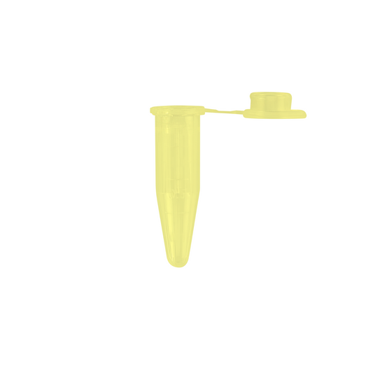 Caplugs® Evergreen 2143410Y80E1 1.5mL Conical Microcentrifuge Tubes Tethered Cap Yellow Polypropylene Copolymer (PPC) 250/Bag MADE IN USA