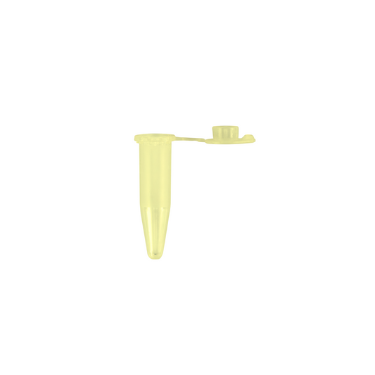Caplugs® Evergreen 2143425Y80E1 0.5mL Conical Microcentrifuge Tubes Tethered Cap Yellow Polypropylene Copolymer (PPC) 1000/Bag MADE IN USA