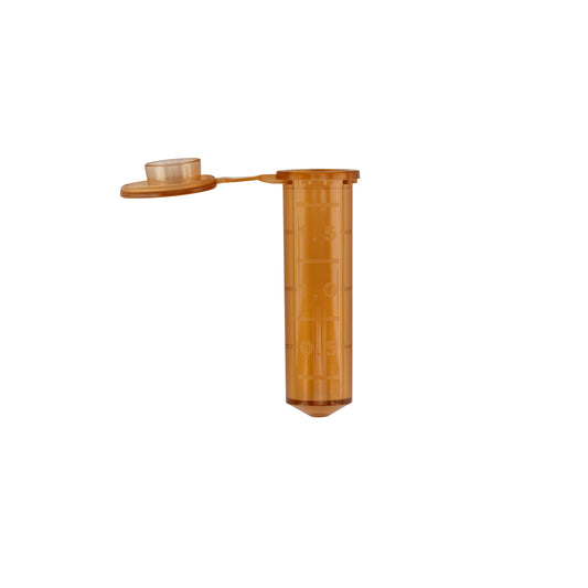 Caplugs® Evergreen 2143442N80E1 2.0mL Conical Flat Microcentrifuge Tubes Tethered Cap Amber Polypropylene Copolymer (PPC) 250/Bag MADE IN USA