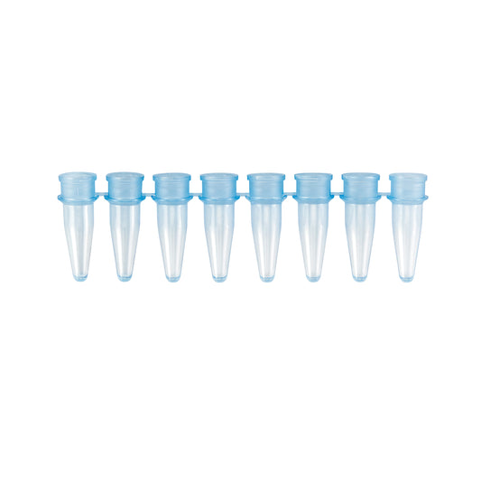 Caplugs® Evergreen 2143456B80E1 0.2mL PCR 8-Tube Strips Thin-Wall Blue Polypropylene Copolymer (PPC) 125/Bag MADE IN USA