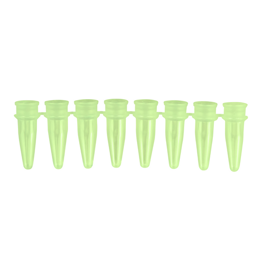 Caplugs® Evergreen 2143456G80E1 0.2mL PCR 8-Tube Strips Thin-Wall Green Polypropylene Copolymer (PPC) 125/Bag MADE IN USA