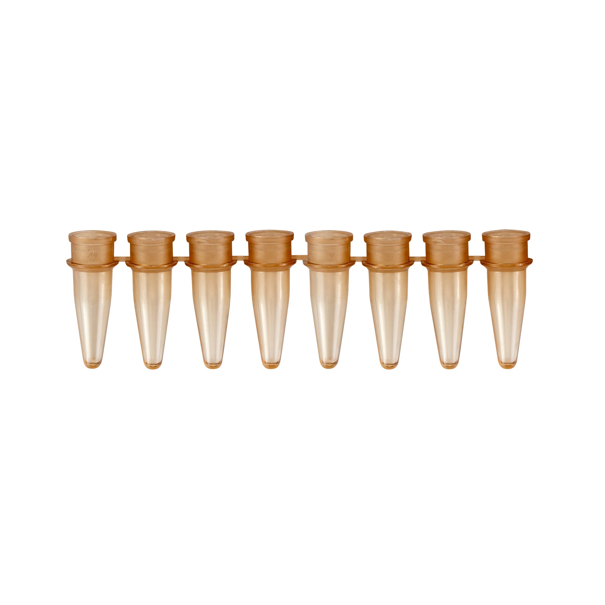 Caplugs® Evergreen 2143456N80E1 0.2mL PCR 8-Tube Strips Thin-Wall Amber Polypropylene Copolymer (PPC) 125/Bag MADE IN USA