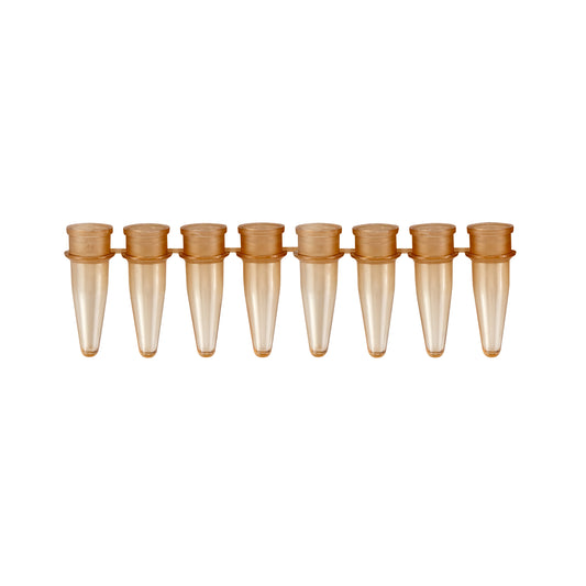 Caplugs® Evergreen 2143456N80E1 0.2mL PCR 8-Tube Strips Thin-Wall Amber Polypropylene Copolymer (PPC) 125/Bag MADE IN USA