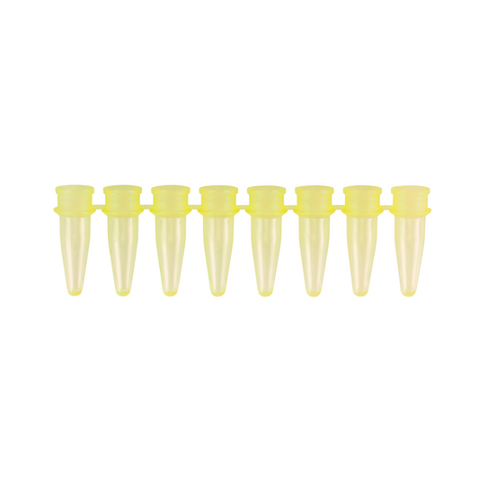 Caplugs® Evergreen 2143456Y80E1 0.2mL PCR 8-Tube Strips Thin-Wall Yellow Polypropylene Copolymer (PPC) 125/Bag MADE IN USA
