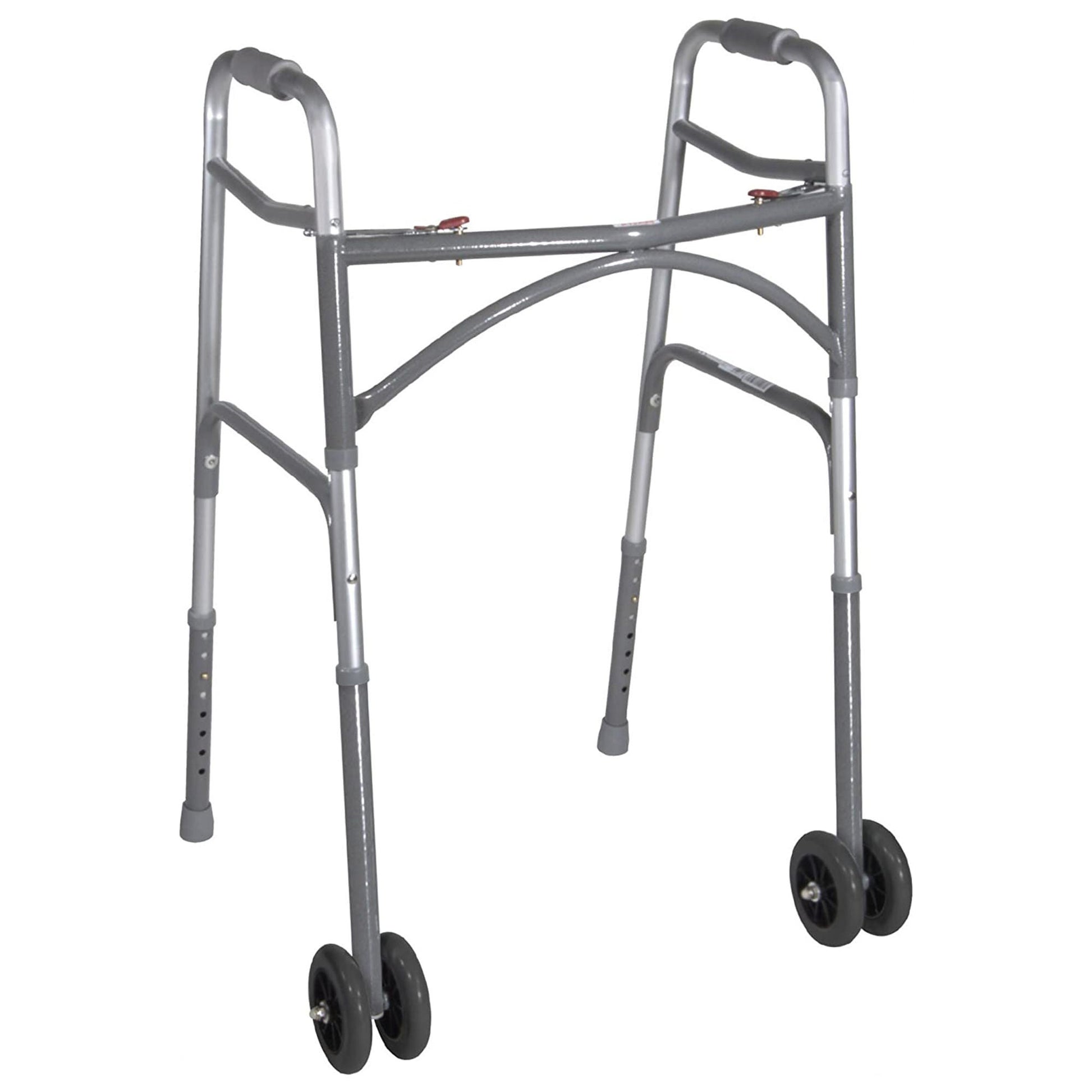 McKesson Bariatric Folding Walker w/ Wheels, Height Adjusts from 32 to 39 Inches
