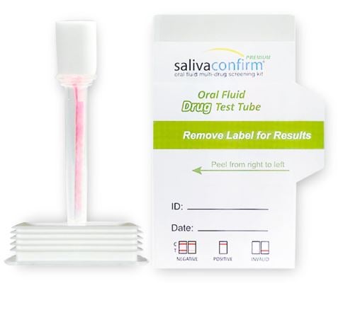 Salivaconfirm Premium Drugs of Abuse Test Kit AMP50, COC20, mAMP/MET50, OPI40, THC12 25 Tests For Employment / Insurance Use