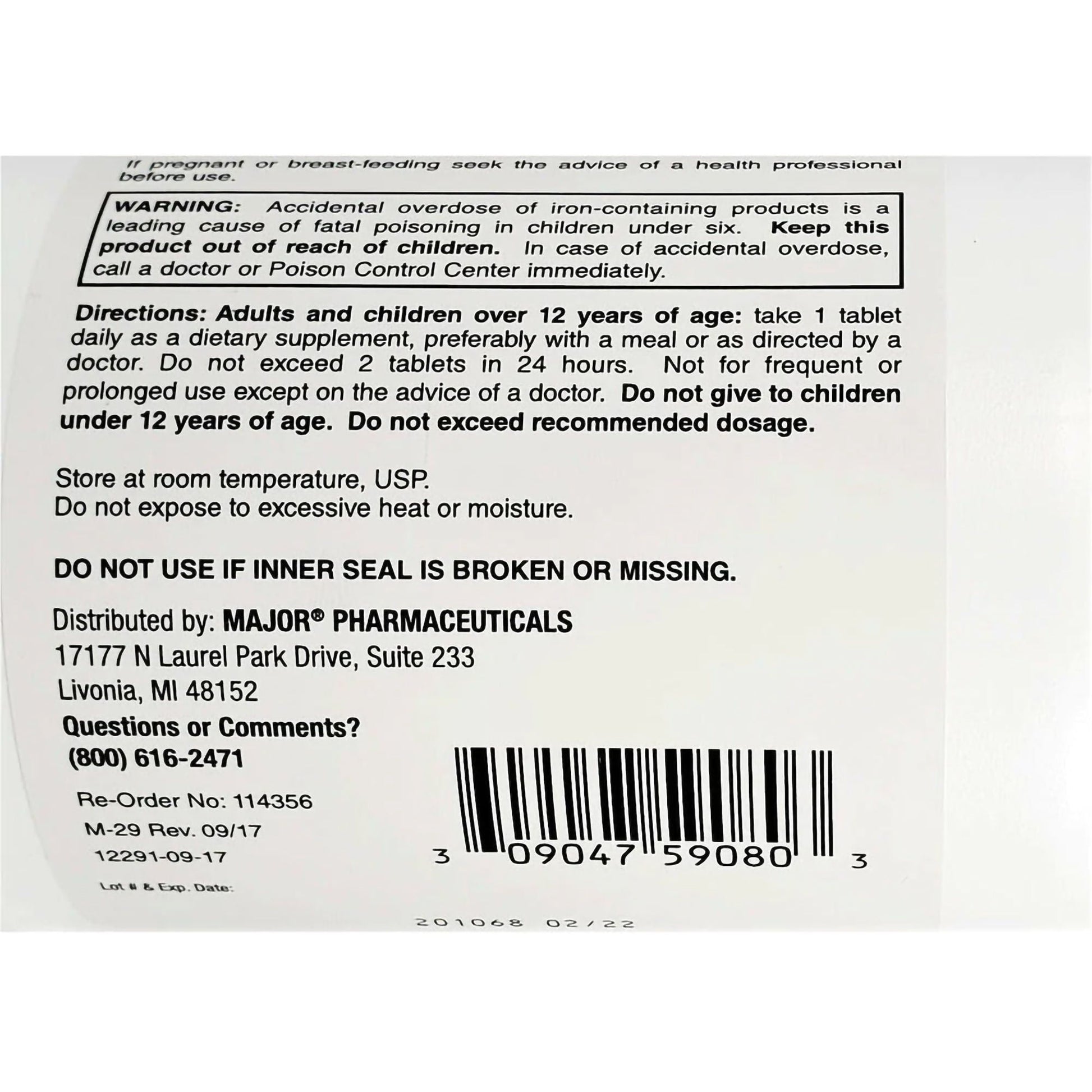 Major® FeroSul® Iron Mineral Supplement