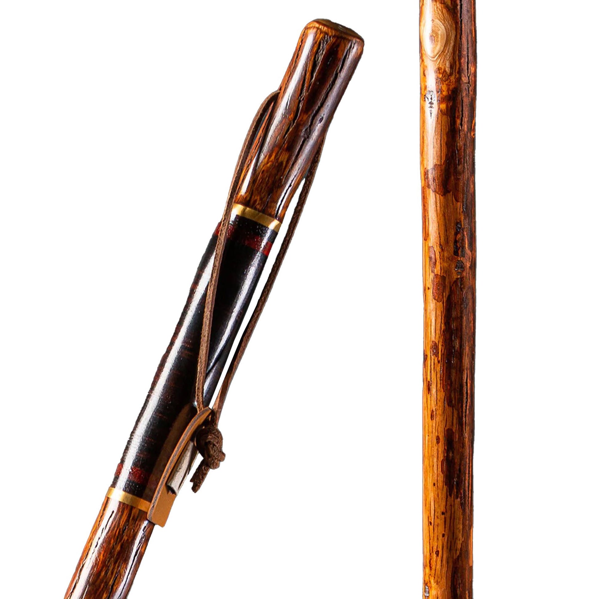 Brazos™ Exotic Leather Safari Hickory Rustic Walking Stick, 55-Inch